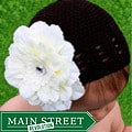 Headbandz Crocheted Baby and Toddler Brown/ Cream Kufi Hat with Flower