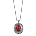 Hermosa Silvertone Created Stone Necklace