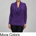 Tiana B. Women's Draped Neck Long Sleeve Top