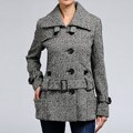 Nicole Miller Women's Herringbone Tweed Low Belted Coat