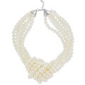 Silvertone Faux Pearl Bead Necklace
