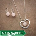 JonCar Classic Sterling Silver Heart Elegance Rose Quartz Jewelry Set