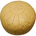 Leather Beige Pouf Ottoman (Morocco)