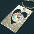 American Coin Treasures Colorized Silver Mercury Dime Heart Keychain