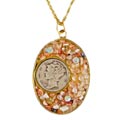 American Coin Treasures Silver Mercury Dime Natural Sunstone and Crystal Pendant