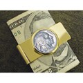 American Coin Treasures Buffalo Nickel Goldtone Moneyclip
