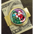 Colorized Santa JFK Half Dollar Goldtone Moneyclip