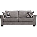 Portfolio Tara Gray Chenille Sofa with Brown Modern Leaf Accent Pillows