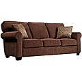 Portfolio Cari Brown Chenille Sofa with Paisley Accent Pillows
