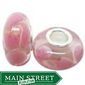 Bleek2Sheek Murano Glass Pink Swirl Charm Beads (Set of 2)