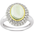 New York Gems Yellow Sterling Silver Green Amethyst and Cubic Zirconia Fashion Ring