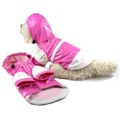 Pet Life Medium Pink and White Hooded Raincoat