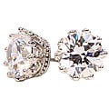 NEXTE Jewelry Silvertone Large Crown-set Cubic Zirconia Stud Earrings