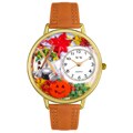 Whimsical Women's Autumn Leaves Theme Tan Leather Watch