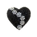 Wooden Black and White Crystal Heart-shaped Ring