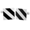 Stainless Steel Black Onyx Diagonal Inlay Cuff Links