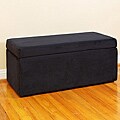 York Black Microfiber Storage Ottoman