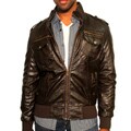 191 Unlimited Men's Faux Leather Stand Collar Jacket