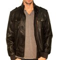 191 Unlimited Men's Faux Leather Stand Collar Jacket