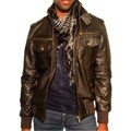 191 Unlimited Men's Faux Leather Stand Collar Jacket