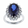 Sterling Essentials Sterling Silver Created Blue Sapphire and White Topaz Diana Ring