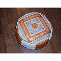 Leather Tangerine Berber Ottoman (Morocco)
