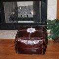 Leather Chocolate Baja Ottoman (Morocco)