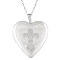 Sterling Silver 'Fleur de Lis' Heart Locket Necklace