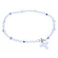 Crystale Silver Seed Bead Crystal Cross Stretch Bracelet