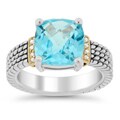 Meredith Leigh 14k Gold and Silver Sky Blue Topaz and Diamond Ring