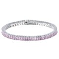 La Preciosa Sterling Silver Emerald-cut Pink Cubic Zirconia Bracelet