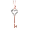 14k Gold and Silver 1/10ct TDW Diamond Heart Key Necklace (H-I, I1-I2)