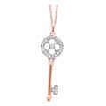 14k Gold and Sterling Silver 1/8ct TDW Diamond Clover Key Necklace (H-I, I1-I2)