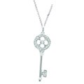 Sterling Silver 1/8ct TDW Diamond Clover Circle Key Necklace (H-I, I1-I2)