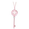 14k Gold and Sterling Silver Diamond Accent Clover Key Necklace