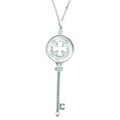 Sterling Silver Diamond Accent Clover Key Necklace