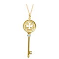 14k Gold and Sterling Silver Diamond Accent Clover Key Necklace