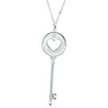 Sterling Silver Diamond Accent Heart Cutout Key Necklace