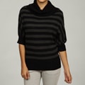 Razzle Dazzle Women's Black/Ash Striped Cowlneck Dolman Sleeve Sweater FINAL SALE