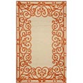 Iron Scroll Border Coral Rug (3'6 x 5'6)