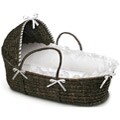Espresso Hooded Moses Basket in White