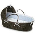 Espresso Hooded Moses Basket in Blue Gingham