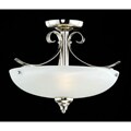 White Shade 3-light Satin Nickel Half-ceiling Lamp