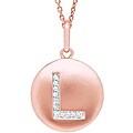 14k Pink Gold Overlay Diamond Accent Initial 'L' Necklace