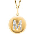14k Gold Overlay 1/10ct TDW Diamond Initial 'M' Necklace (H-I, I2-I3)