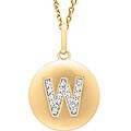 14k Gold Overlay 1/10ct TDW Diamond Accent Initial 'W' Necklace (H-I, I2-I3)