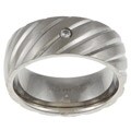 Stainless Steel Swirling Ridge Diamond Band Ring