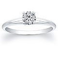 14k White Gold 3/8ct TDW Certified Diamond Solitaire Engagement Ring (H-I, I1-I2)