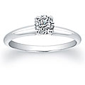 14k White Gold 3/8ct TDW Certified Diamond Solitaire Engagement Ring (H-I, SI2-SI3)