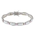 La Preciosa Sterling Silver Pink and White Cubic Zirconia Tennis Bracelet